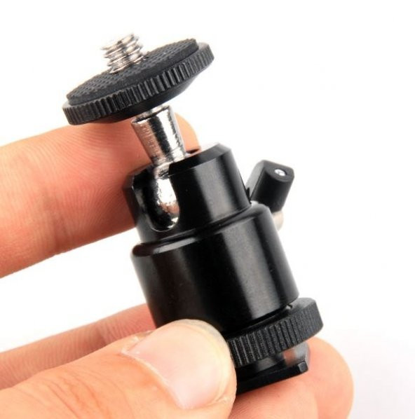 Tripod, Monopod ve Hot Shoe İçin Mini Kafa, Mini Ball Head - 7