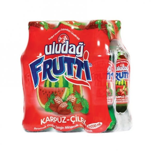 Uludağ Frutti Karpuz Çilek Aromalı Gazlı İçecek 6x200Ml