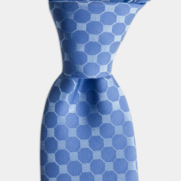 Geometrik Desenli Mavi Kravat