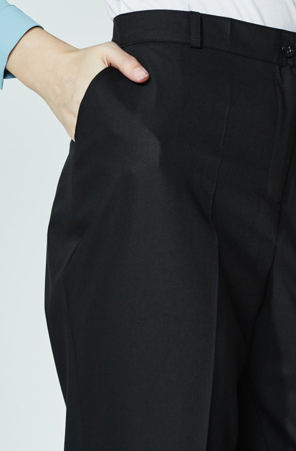 SORALLİNE BÜYÜK BEDEN CEPLİ NORMAL BEL PANTALON BAYAN 1660 SİYAH - 6