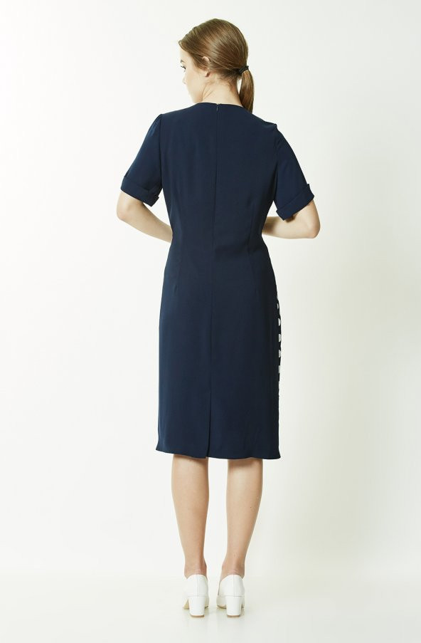 BÜYÜK BEDEN SİYAH PUANTİYELİ ABİYE ELBİSE 1100 SİYAH - 5