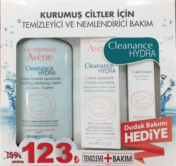 Avene Eau Thermale Cleanance Hydra Bakım Seti + Dudak Bakım Hediye