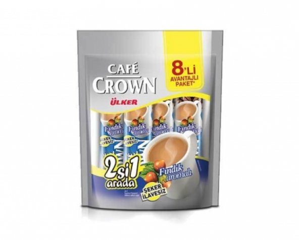 Ülker Cafe Crown 2 si 1 Arada Şekersiz Fındık Aromalı 8 Adet