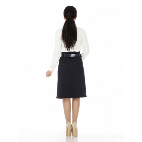 BAYAN DİZ ALTI A PİLE ETEK 65CM BOYUNDA SORALLİNE 722 LACİVERT - 2