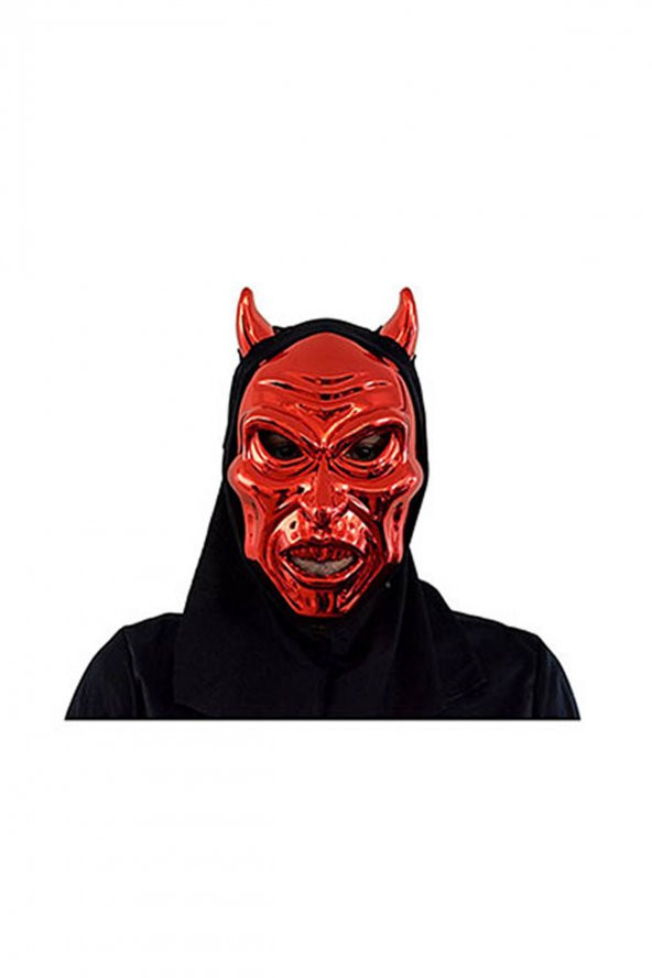 Cadılar Bayramı-Halloween Pelerinli Kırmızı Şeytan Maske