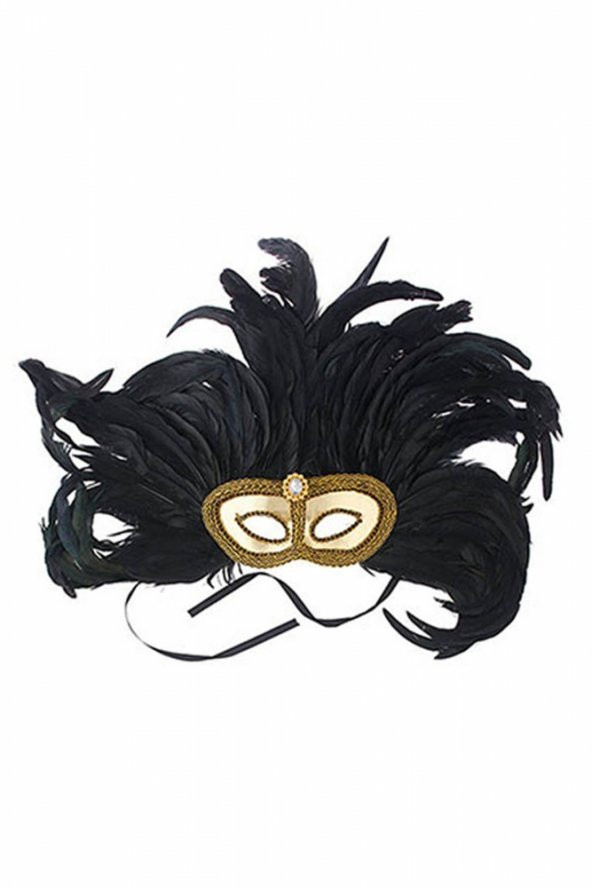 Siyah Uzun Tüylü Balo Maskesi 1 Adet