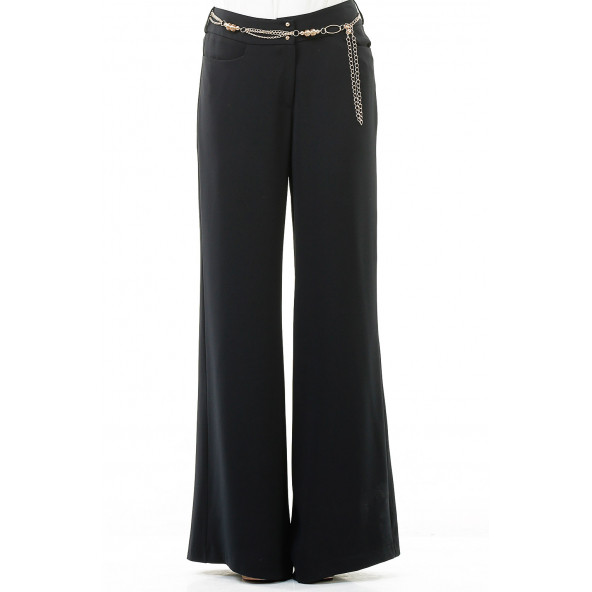 BAYAN ABİYE BOL PANTALON,ZİNCİR KEMERLİ SORALLİNE 1678 LACİVERT - 3