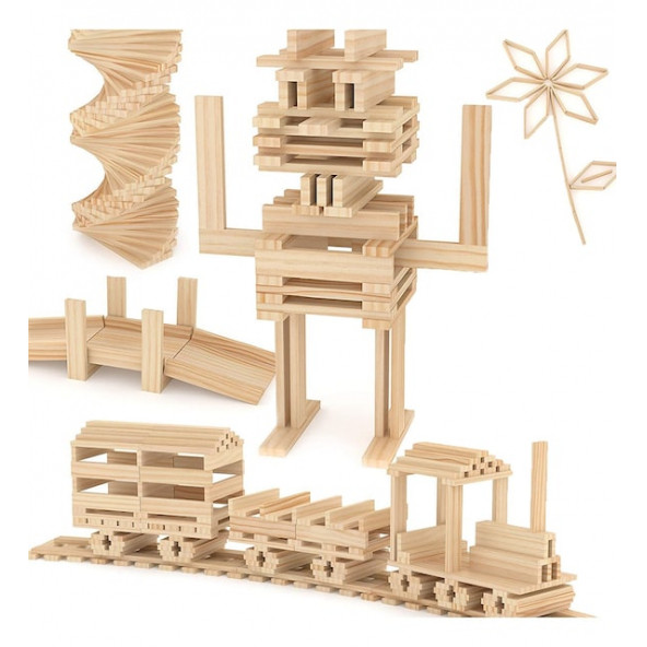 200 Parça Becerikli Yapılar (Ahşap Yapı Blokları) - 4