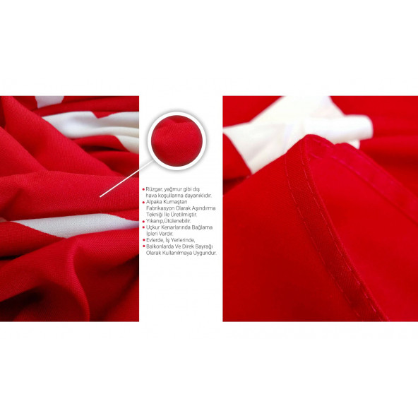 Türk Bayrağı 500x750 cm Alpaka Kumaş - Resim 3