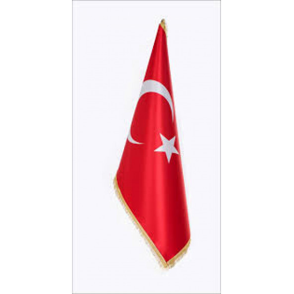 Makam Türk Bayrağı Telalı Saten (Sarı Simli) 100x150cm.