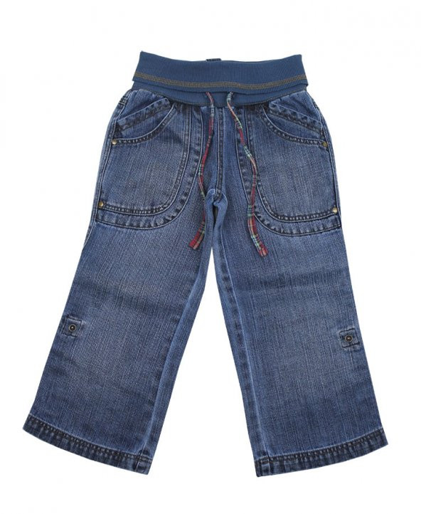 Ekose Biyeli Pantolon Blue Jean