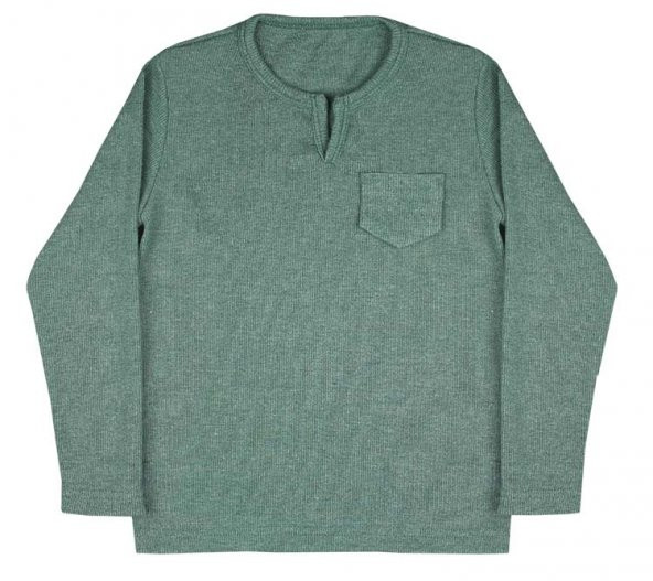 Yeşil Fitilli Sweatshirt, Basic Yeşil