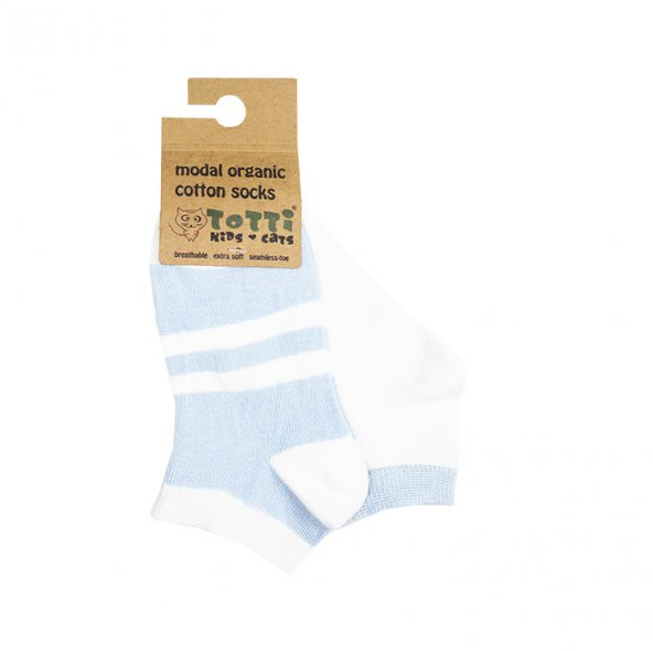 Organik Modal 2li Spor Çorap Açık Mavi/Beyaz Çizgili