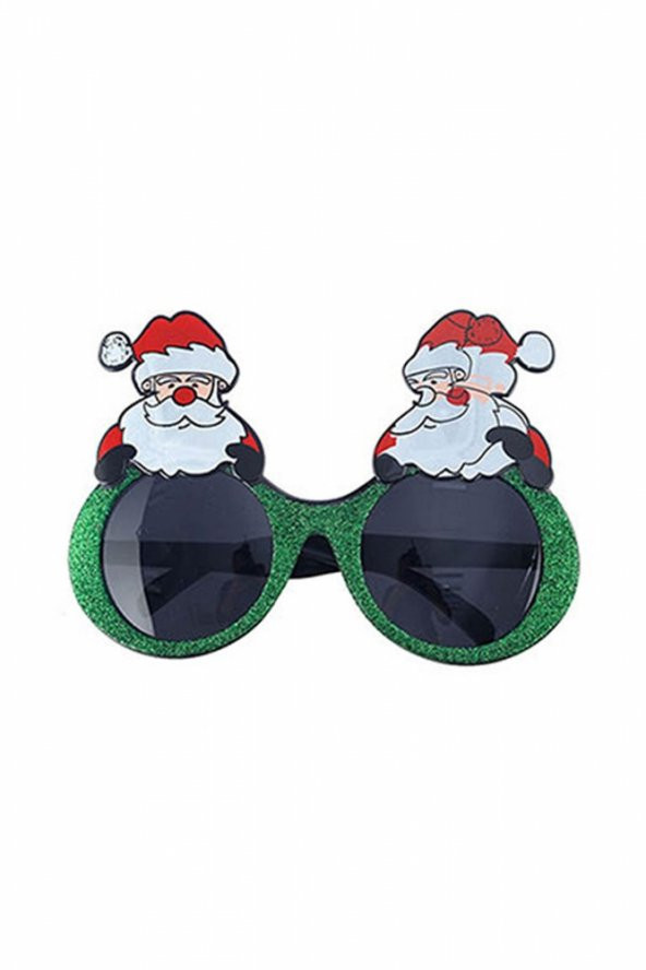 Noel Baba Yeşil Simli Gözlük 1 Adet