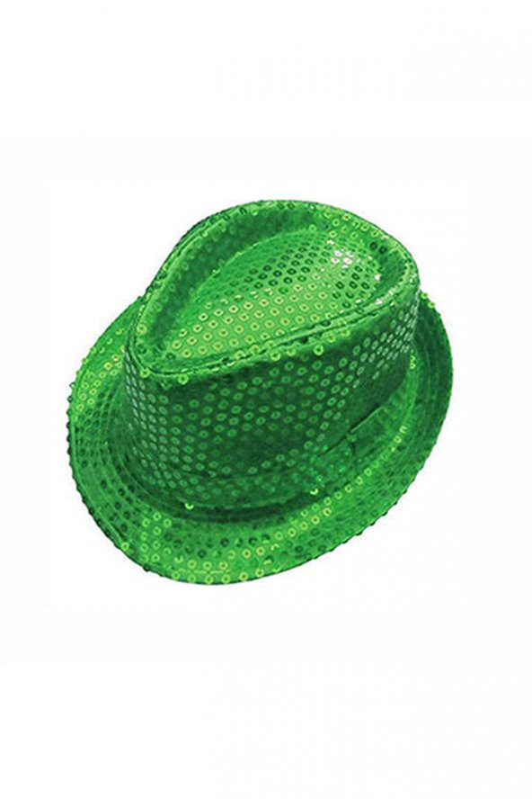 Yeşil Payetli Fötr Şapka 1 Adet