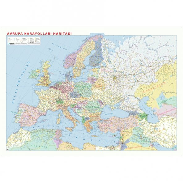Avrupa Karayolları Haritası 100x140cm