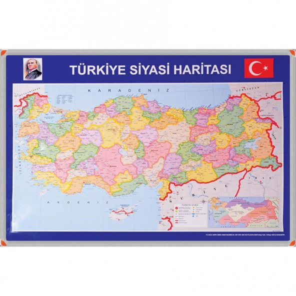 70x100cm Türkiye Siyasi Haritası (Alm.Çerç.)