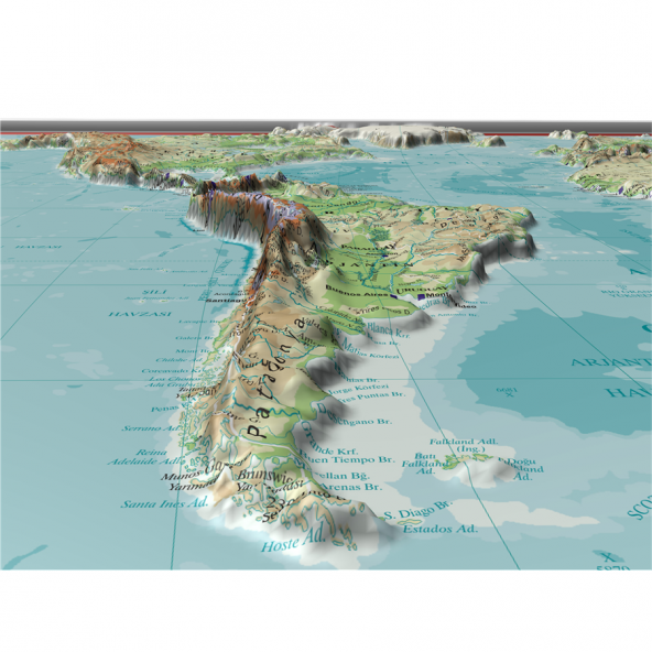 Kabartma Dünya Fiziki Haritası