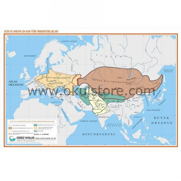 Asyada ve Avrupada Hun-Türk İmparatorlukları Haritası