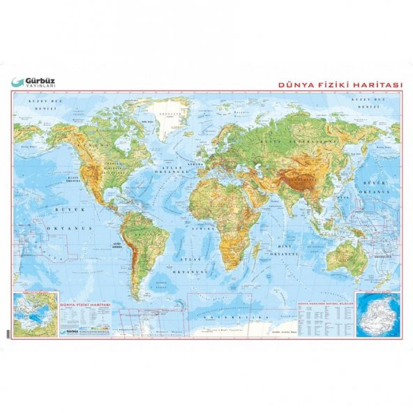 Dünya Fiziki Haritası 70x100cm