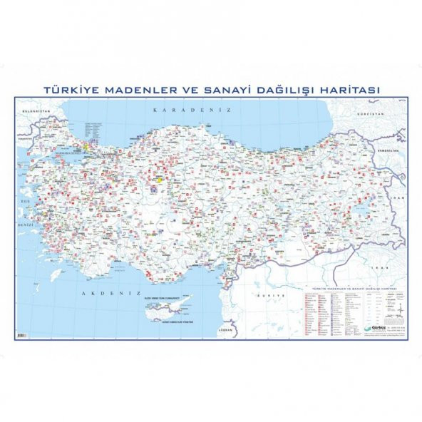Türkiye Endüstri ve Madenler Haritası 70x100cm