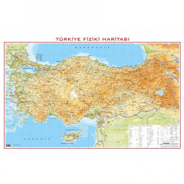 Türkiye Fiziki Haritası 70x100cm