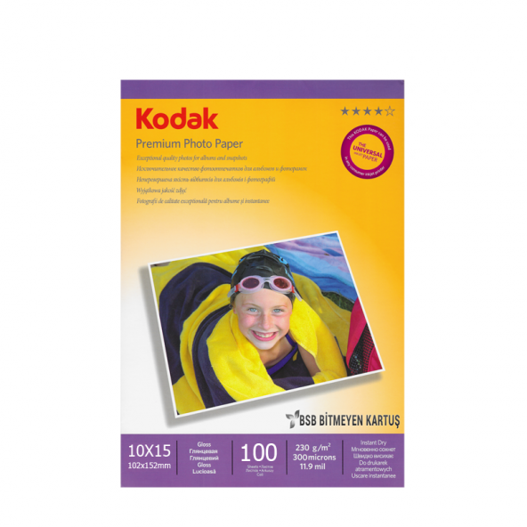 Kodak Premium Glossy,Parlak 10x15 230Gr/m²  Fotoğraf Kağıdı 100 Y