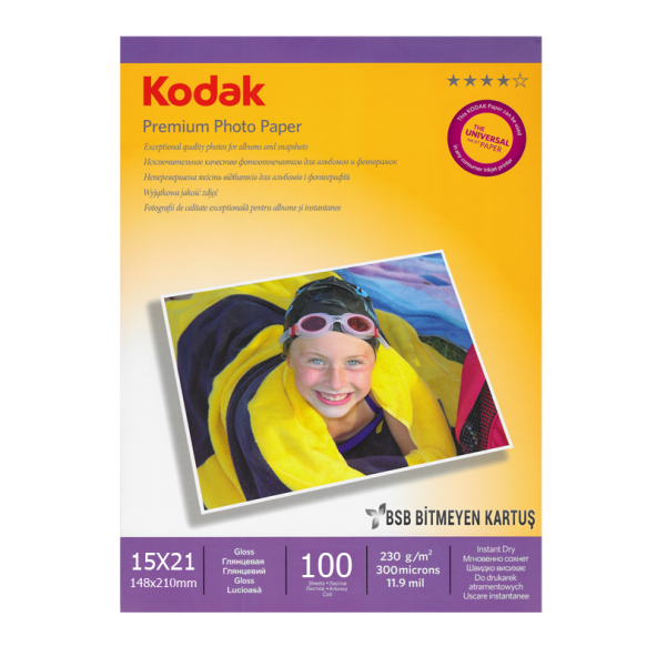 Kodak Premium Glossy,Parlak 15x21 230Gr/m²  Fotoğraf Kağıdı 100 Y
