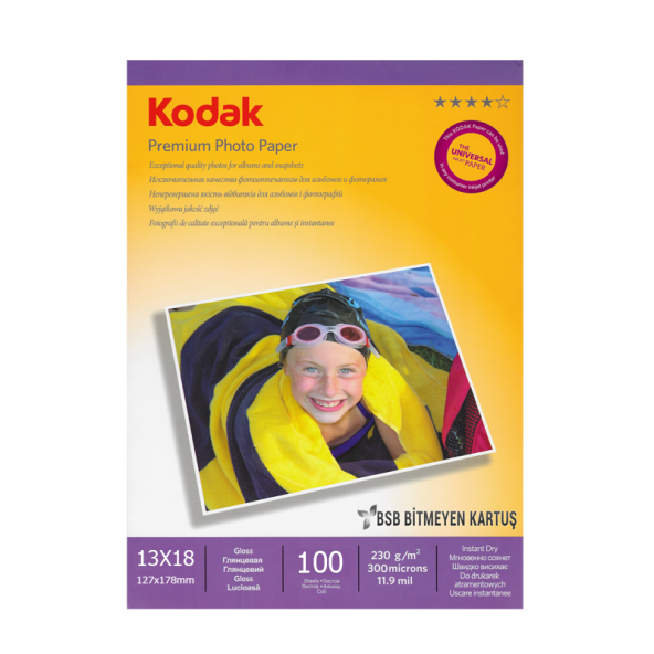 Kodak Premium Glossy,Parlak 13x18 230Gr/m²  Fotoğraf Kağıdı 100 Y