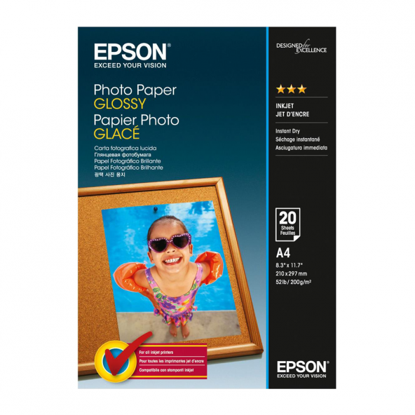 Epson A4 Parlak Fotoğraf Kağıdı 200gr/m² 20 Yaprak S041140