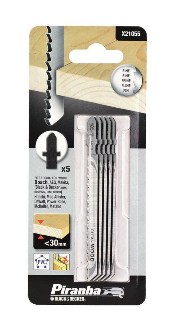 Black&Decker X21055 5 Parça T Tipi Dekupaj Bıçak Seti