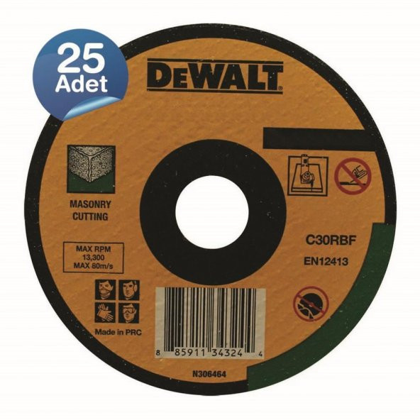 Dewalt DWA4524CFA 25 Adet 180x2,5mm Metal Taşlama Diski Bombeli