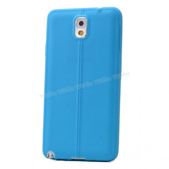 Samsung Galaxy Note 3 Deri Görünümlü Silikon Kılıf Mavi
