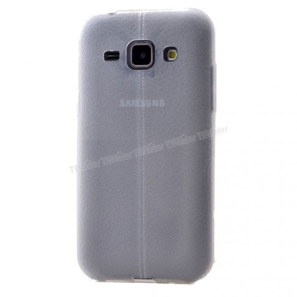 Samsung Galaxy J1 Deri Görünümlü Silikon Kılıf Şeffaf