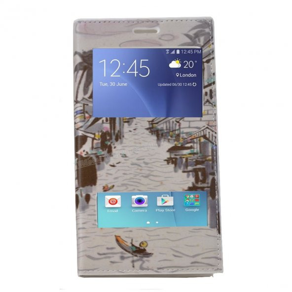 Samsung Galaxy A8 Çift Pencereli Desenli Kılıf Çizgi