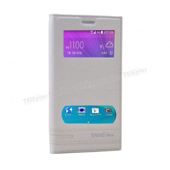 Samsung Galaxy Grand Max Mıknatıslı Pencereli Kılıf Beyaz