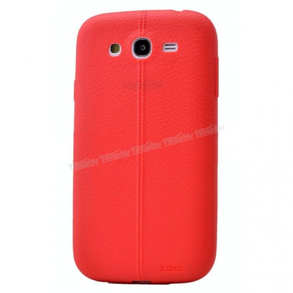 Samsung Galaxy J3 Deri Görünümlü Silikon Kılıf Kırmızı