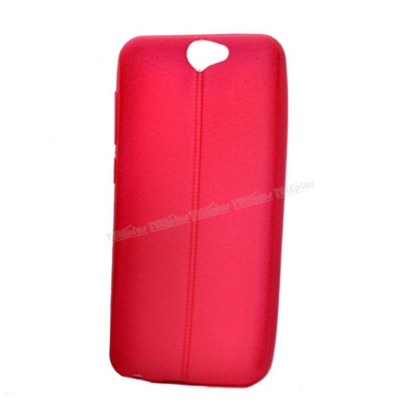 HTC One A9 Deri Görünümlü Silikon Kılıf Kırmızı