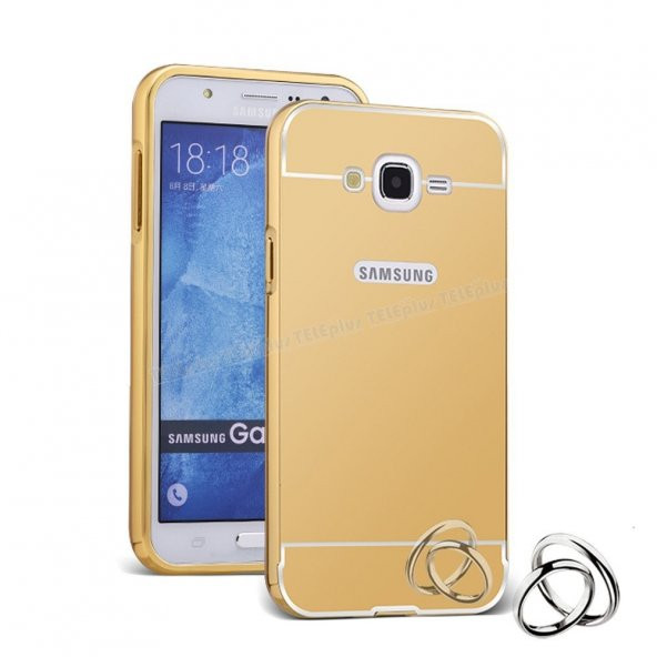Samsung Galaxy Grand İ9082 Aynalı Metal Kapak Kılıf Gold
