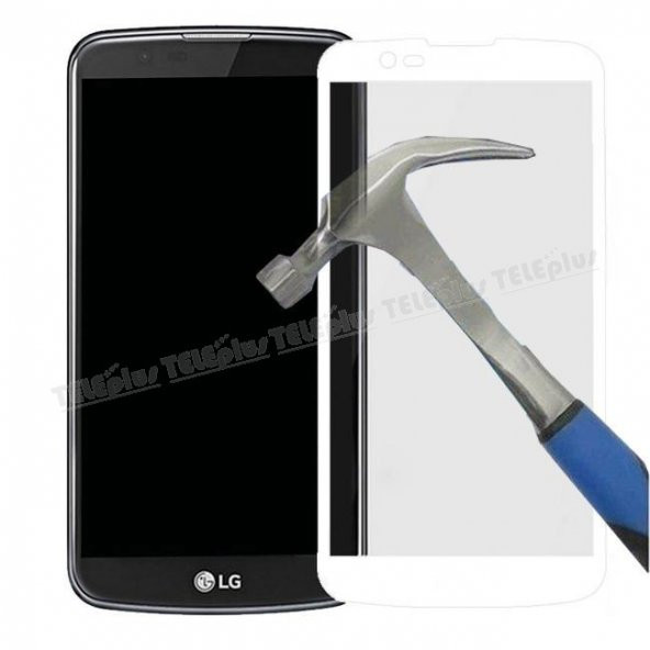 LG K8 3D Full Kapatan Kırılmaz Cam Ekran Koruyucu Beyaz