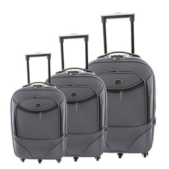ÇÇS 500 Trolley Kumaş Valiz Bavul Seti Gri