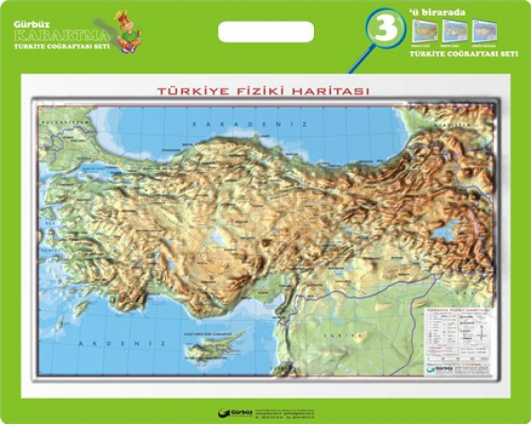 Gürbüz Türkiye Fiziki Kabartma Harita 35x50 cm