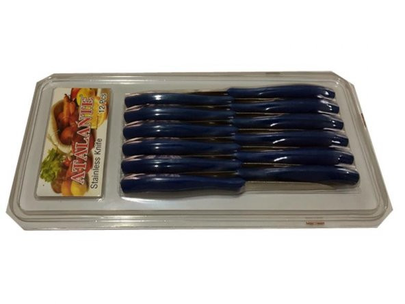 Atalante Meyve Bıçağı 12li Plastik Saplı-Mavi
