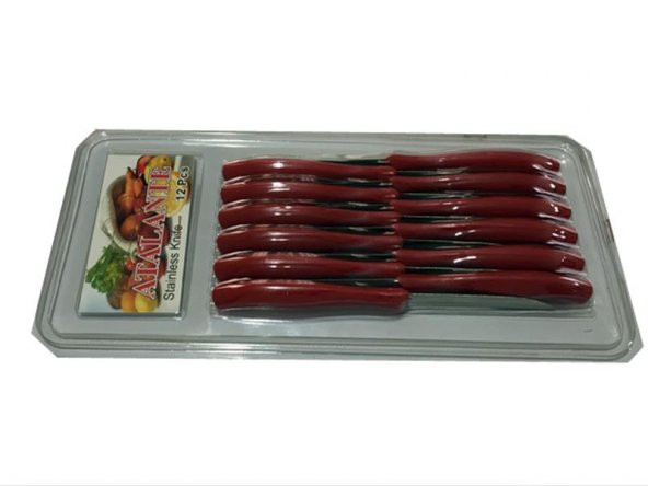 Atalante Meyve Bıçağı 12li Plastik Saplı-Kırmızı