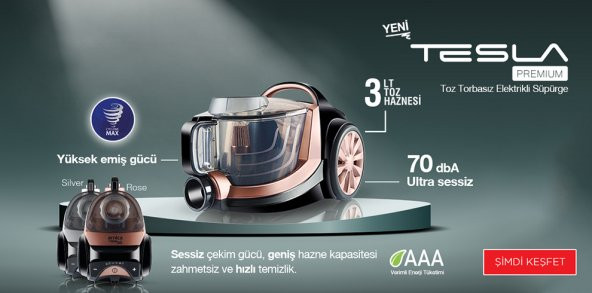 Arnica Tesla Premium Toz Torbasız Süpürge