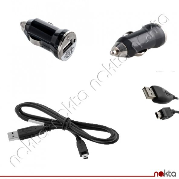 NoTech Araç Şarj Aleti ve 5Pin Mini USB Kablo Set V3 1A NOKTA