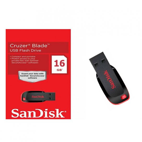 SanDisk Cruzer Blade™ 16GB USB Flash Bellek Siyah SDCZ50-016G-B35