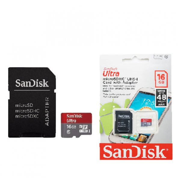 SanDisk Android MicroSD 16GB Class 10 Hafıza Kartı SDSDQUAN-016G-G4A