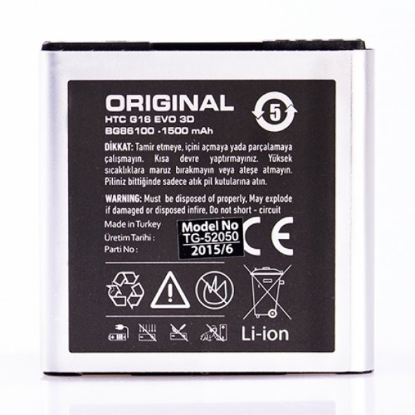 Tiger HTC Evo 3D G16 BG86100 Batarya 1500 mAh - 2