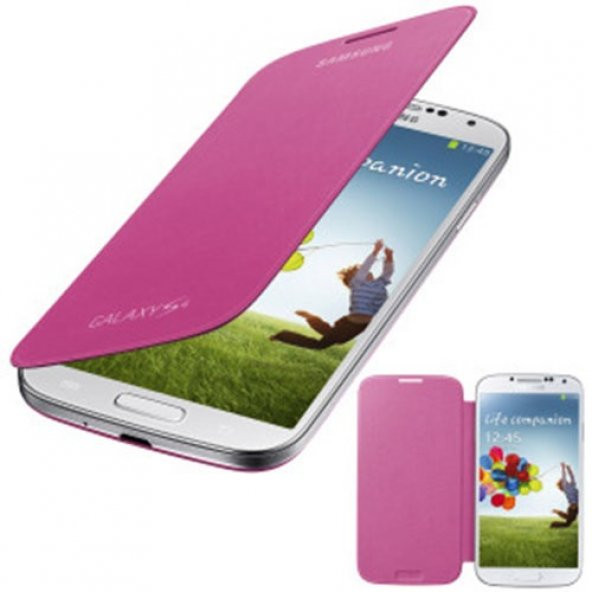 Samsung Galaxy S4 (I9500) Orjinal Flip Cover Kılıf Pembe